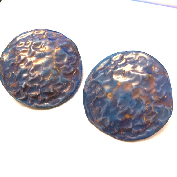 1990’s Vintage Blue gold earrings - Picture 2 of 5